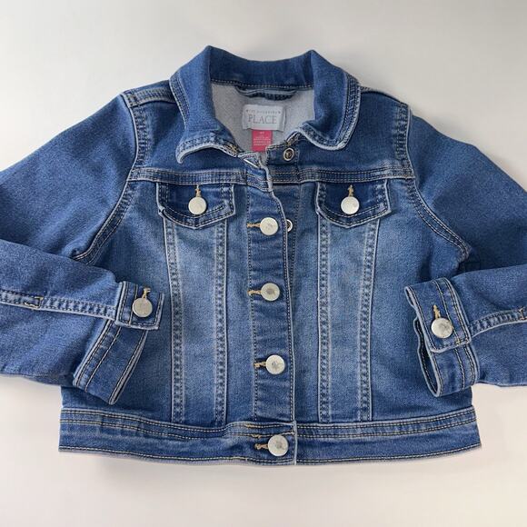 The Children’s Place Girls Denim Jacket Size 4T Classic Blue Jean Jacket - Picture 2 of 4